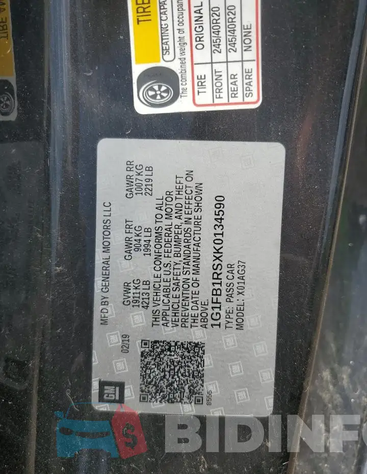 1G1FB1RSXK0134590 Photo# 13