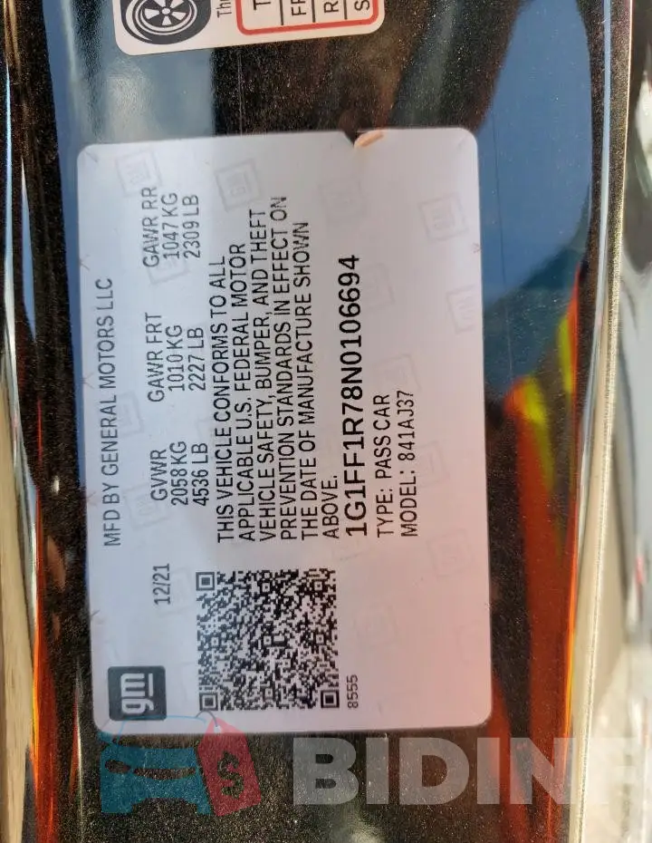 1G1FF1R78N0106694 Photo# 12