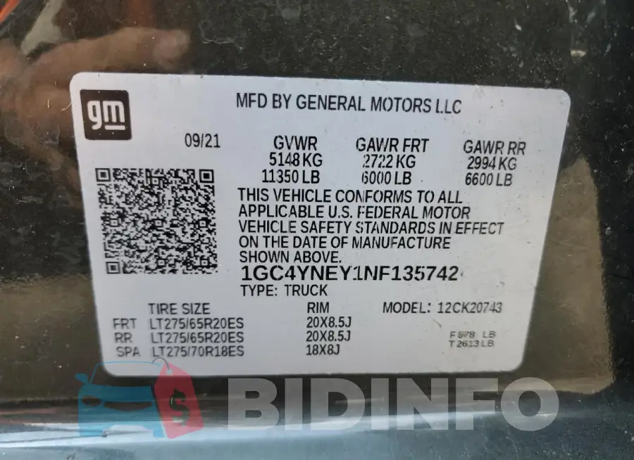 1GC4YNEY1NF135742 Photo# 12