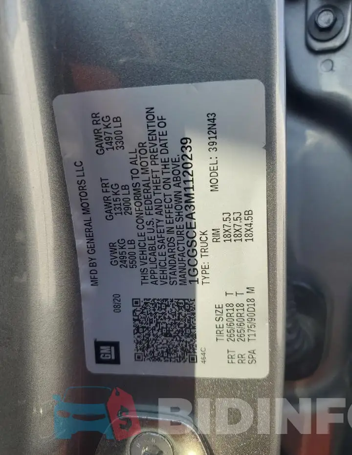 1GCGSCEA3M1120239 Photo# 12
