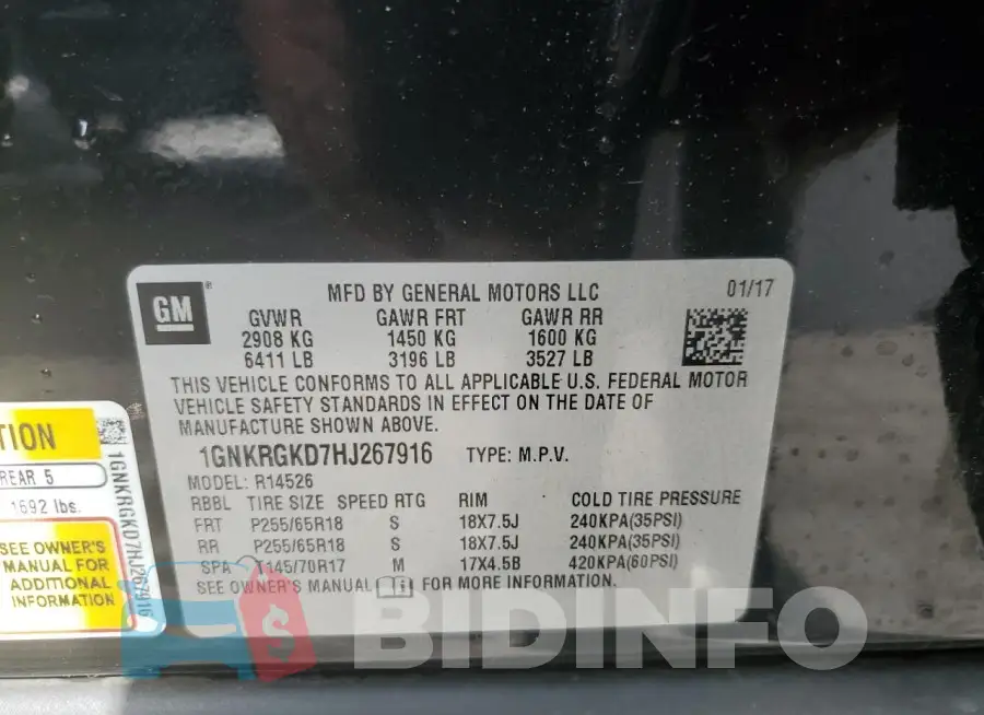 1GNKRGKD7HJ267916 Photo# 13