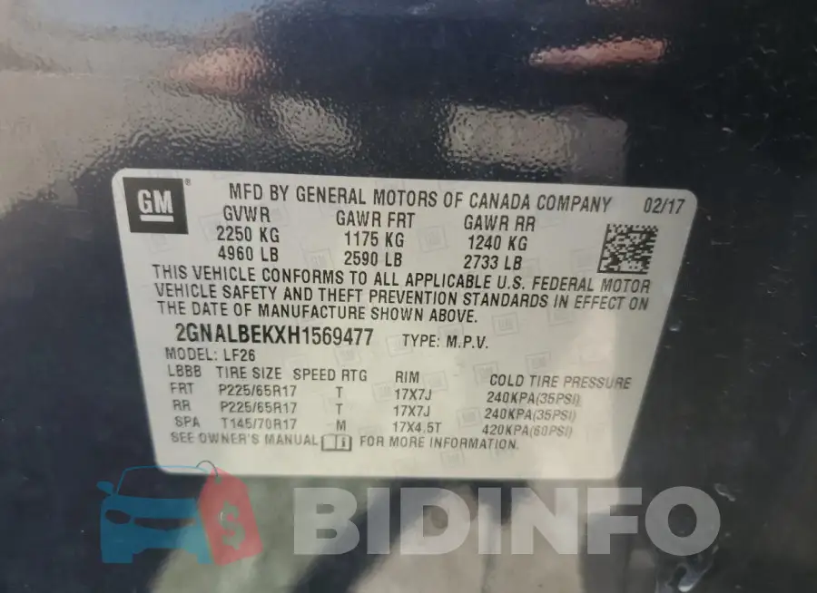 2GNALBEKXH1569477 Photo# 12