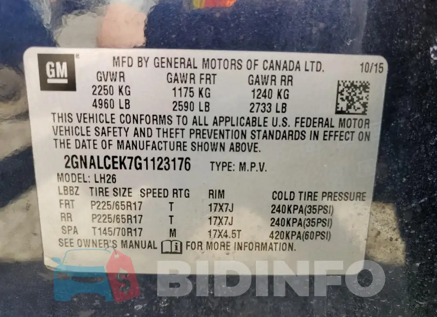 2GNALCEK7G1123176 Photo# 14