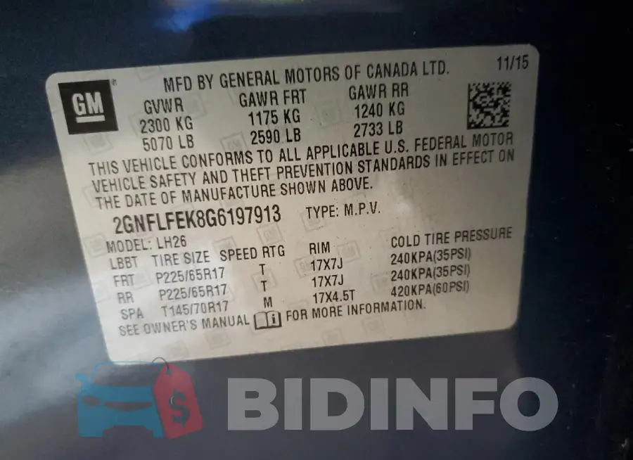 2GNFLFEK8G6197913 Photo# 13