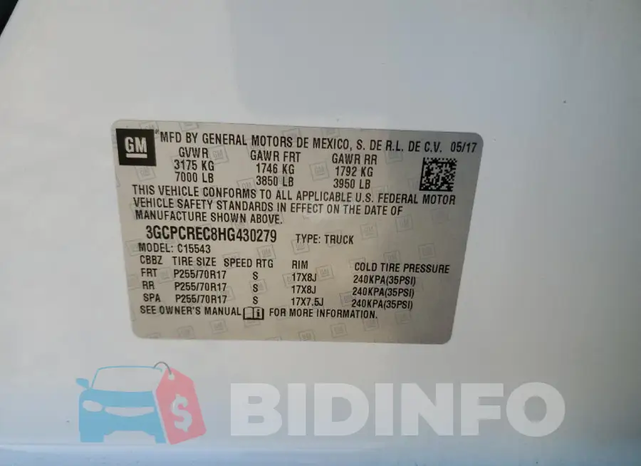3GCPCREC8HG430279 Photo# 12