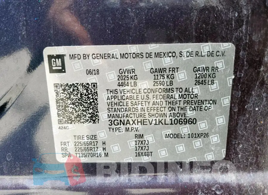 3GNAXHEV1KL106960 Photo# 13
