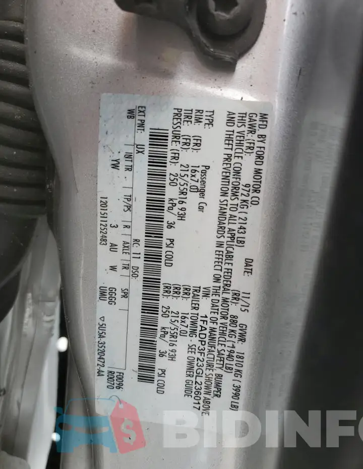 1FADP3F23GL236017 Photo# 12