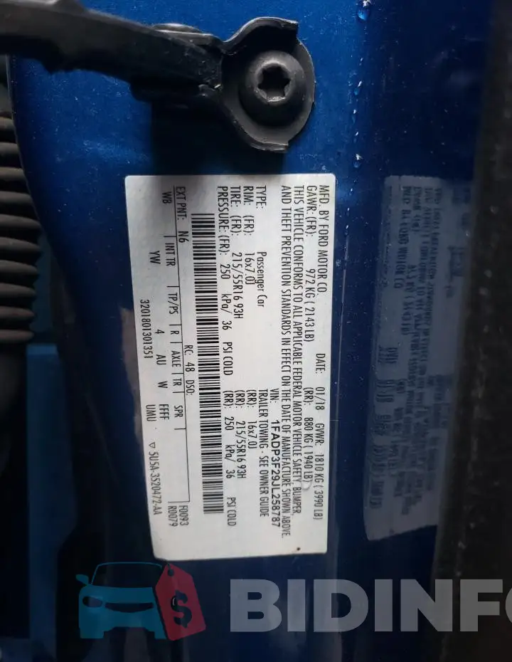 1FADP3F29JL258787 Photo# 12