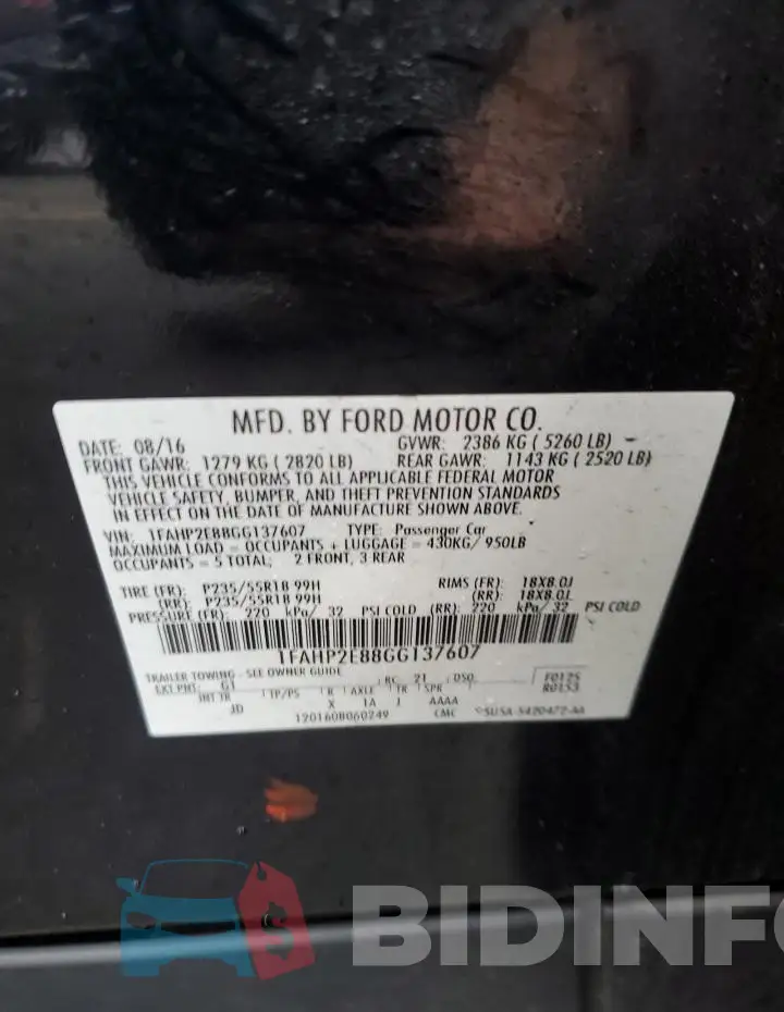 1FAHP2E88GG137607 Photo# 13