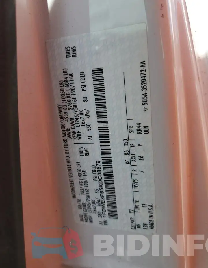 1FDWE3F65KDC08679 Photo# 12