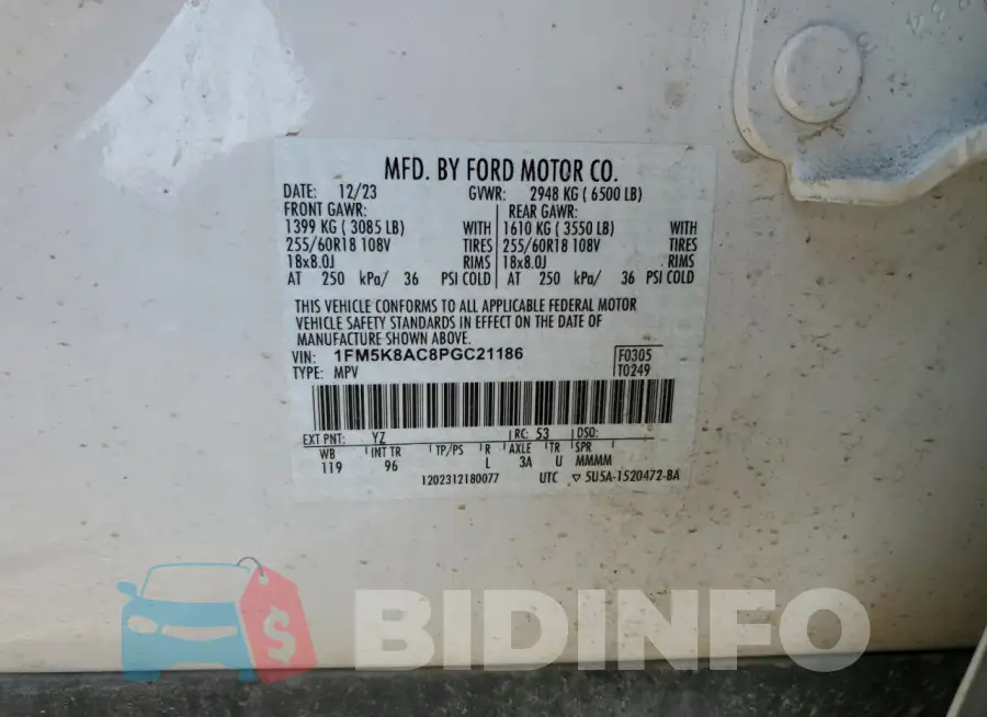 1FM5K8AC8PGC21186 Photo# 13