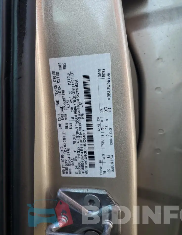 1FMCU9GD6HUC64807 Photo# 13