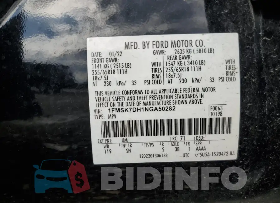1FMSK7DH1NGA50282 Photo# 12