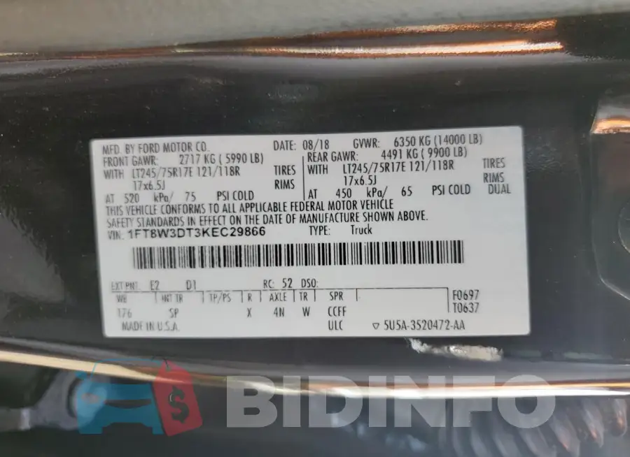 1FT8W3DT3KEC29866 Photo# 13