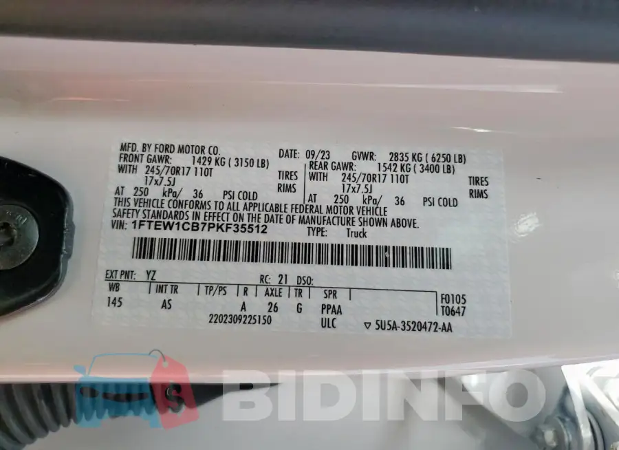 1FTEW1CB7PKF35512 Photo# 12