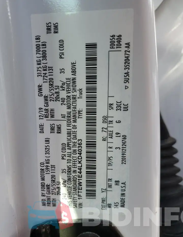 1FTEW1E44LKD40363 Photo# 13
