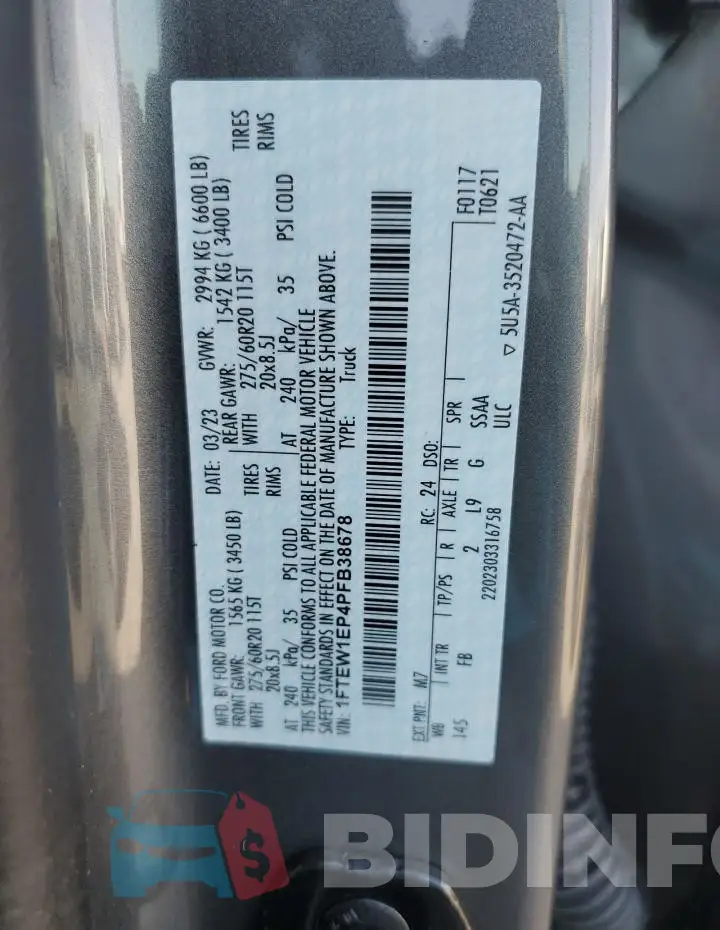 1FTEW1EP4PFB38678 Photo# 12
