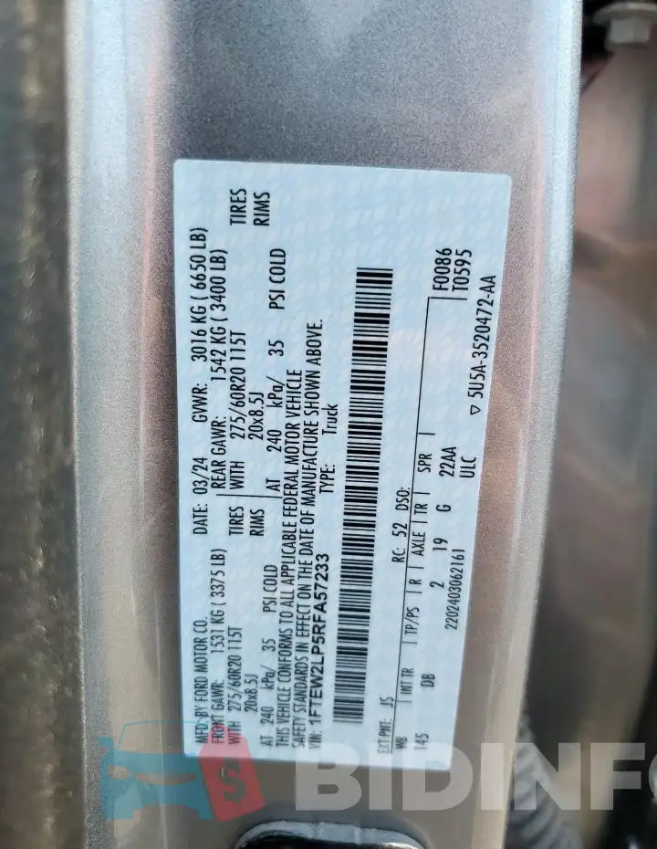 1FTEW2LP5RFA57233 Photo# 13