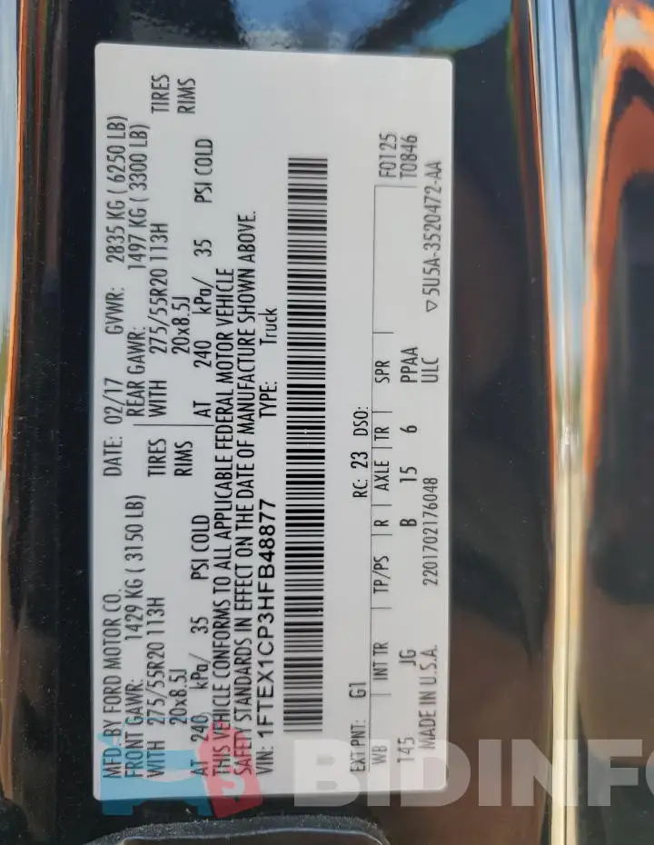 1FTEX1CP3HFB48877 Photo# 12