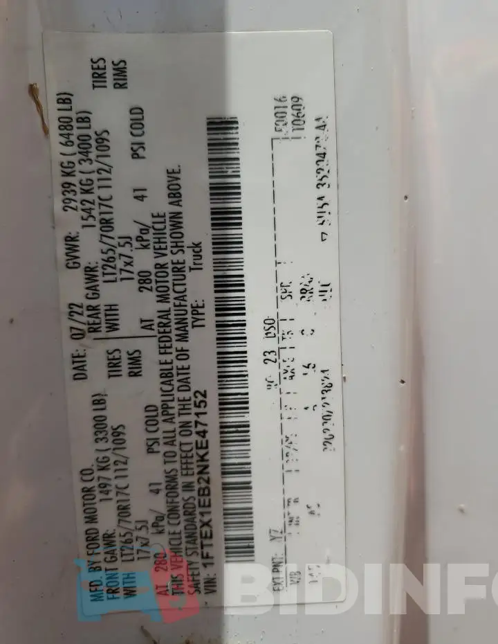 1FTEX1EB2NKE47152 Photo# 12