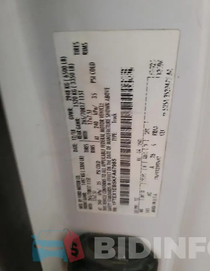 1FTEX1EB5KFA67985 Photo# 12