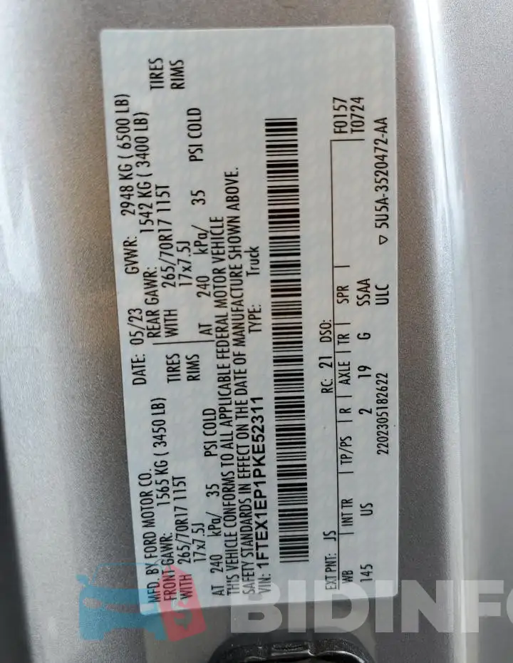 1FTEX1EP1PKE52311 Photo# 13