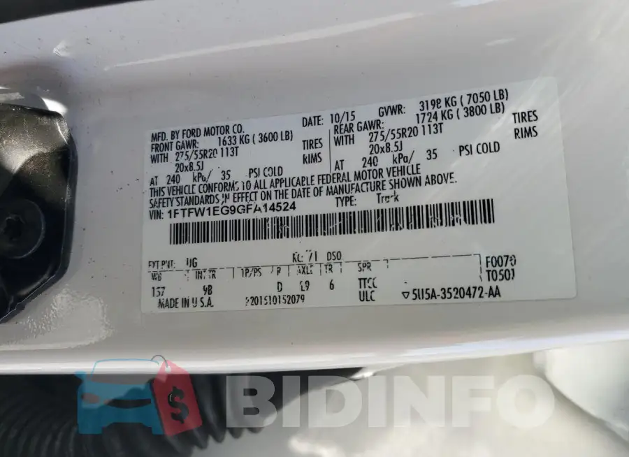 1FTFW1EG9GFA14524 Photo# 12