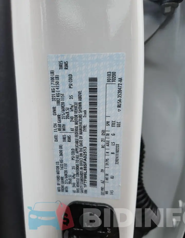 1FTFW6L88SFA02513 Photo# 12