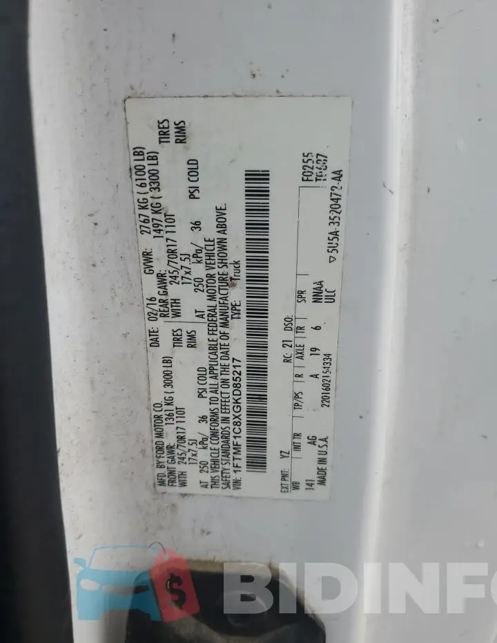 1FTMF1C8XGKD85217 Photo# 12