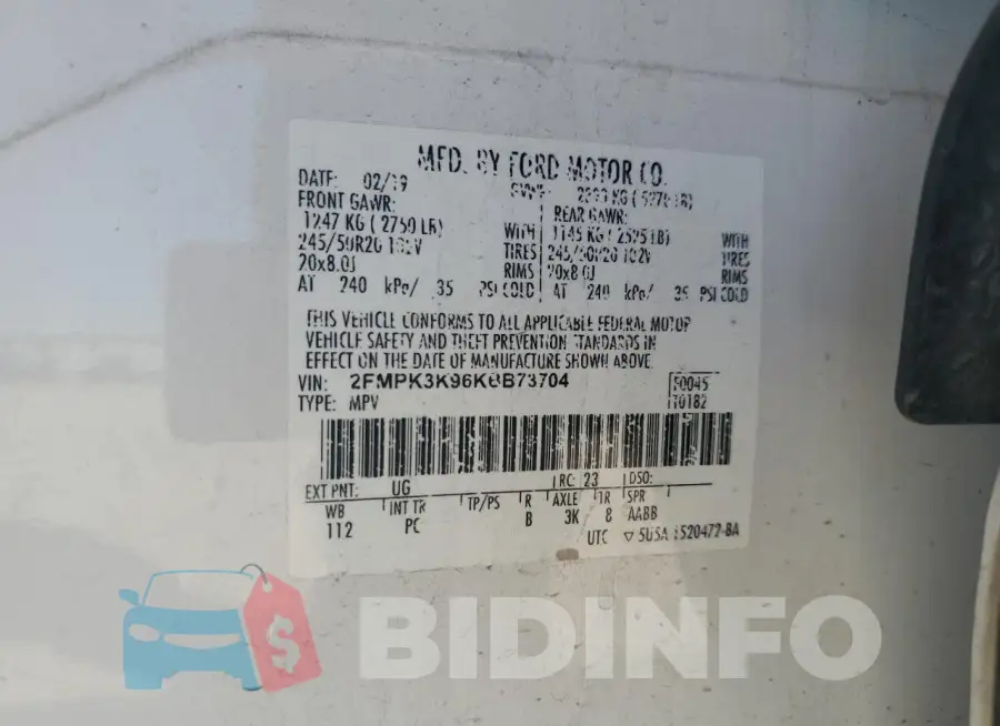 2FMPK3K96KBB73704 Photo# 13