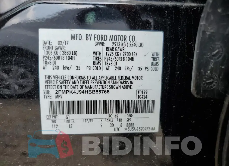2FMPK4J94HBB55766 Photo# 14