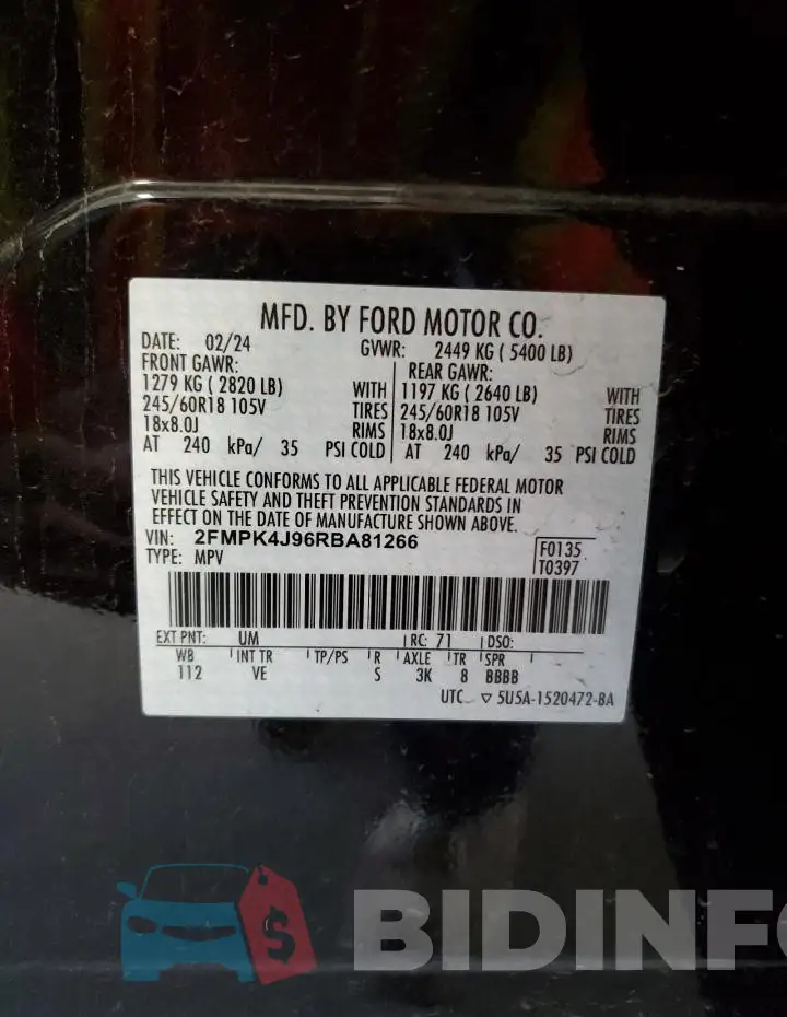 2FMPK4J96RBA81266 Photo# 14