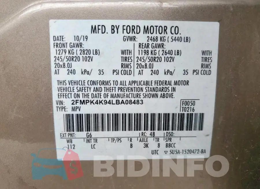 2FMPK4K94LBA08483 Photo# 14