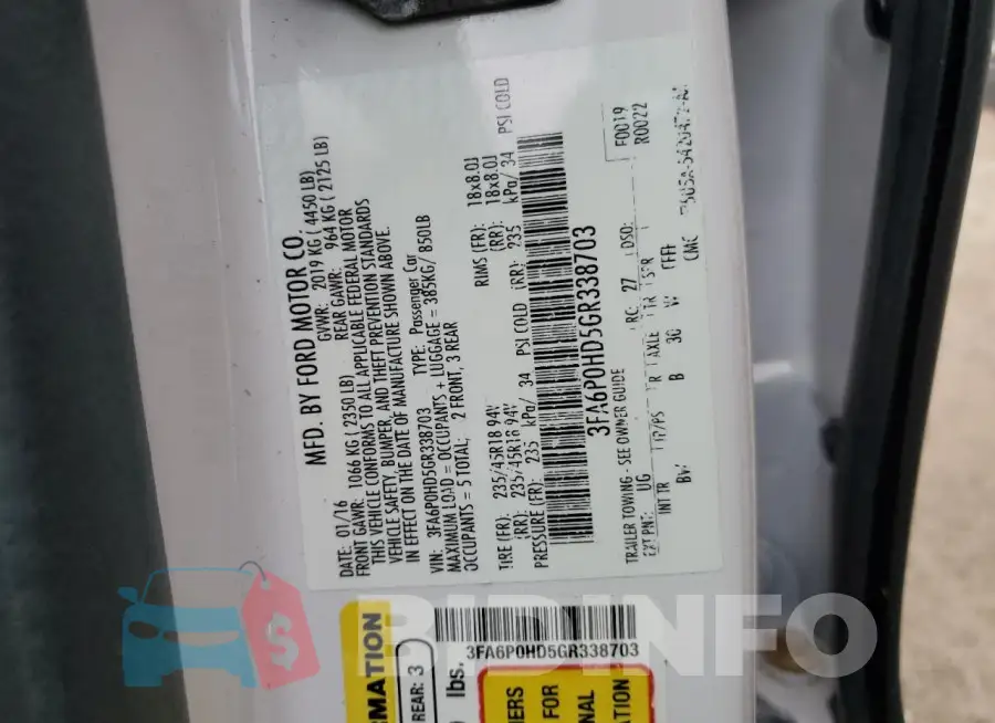 3FA6P0HD5GR338703 Photo# 12