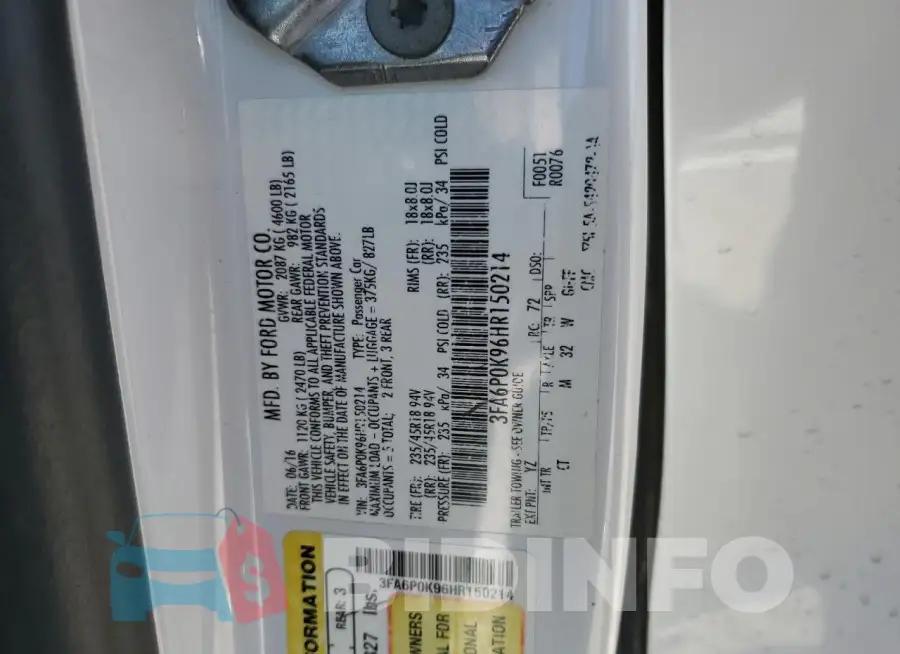 3FA6P0K96HR150214 Photo# 13