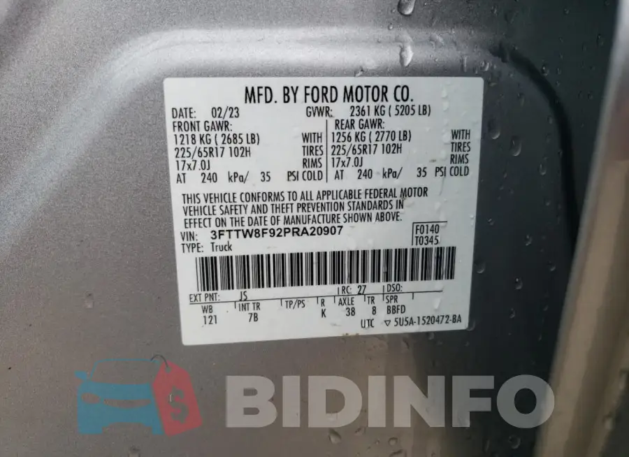 3FTTW8F92PRA20907 Photo# 12