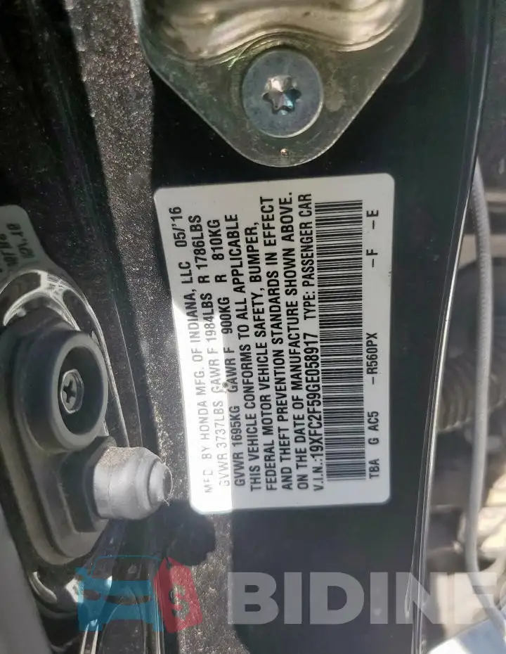 19XFC2F59GE058917 Photo# 12