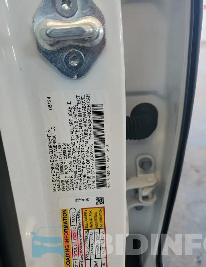 1HGCY1F33RA063373 Photo# 12