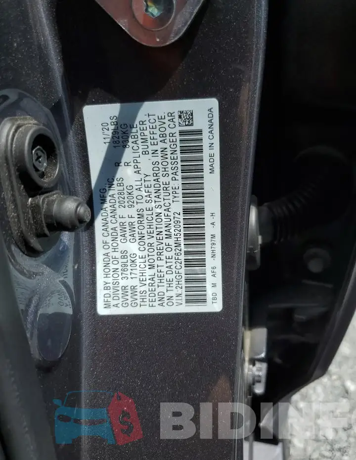 2HGFC2F62MH520972 Photo# 12