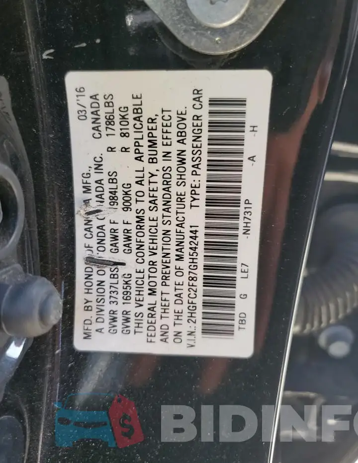 2HGFC2F87GH542441 Photo# 12