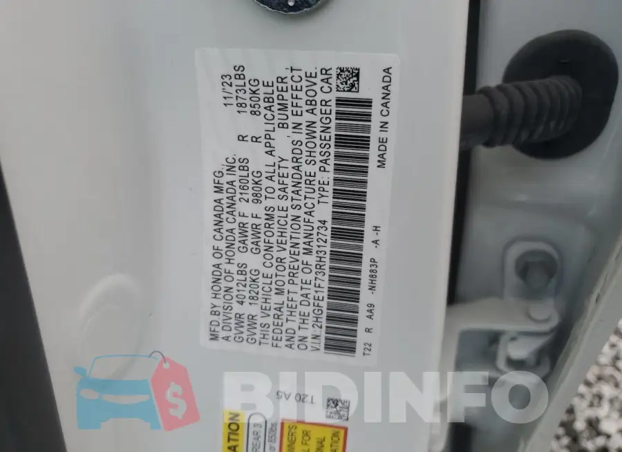 2HGFE1F73RH312734 Photo# 12