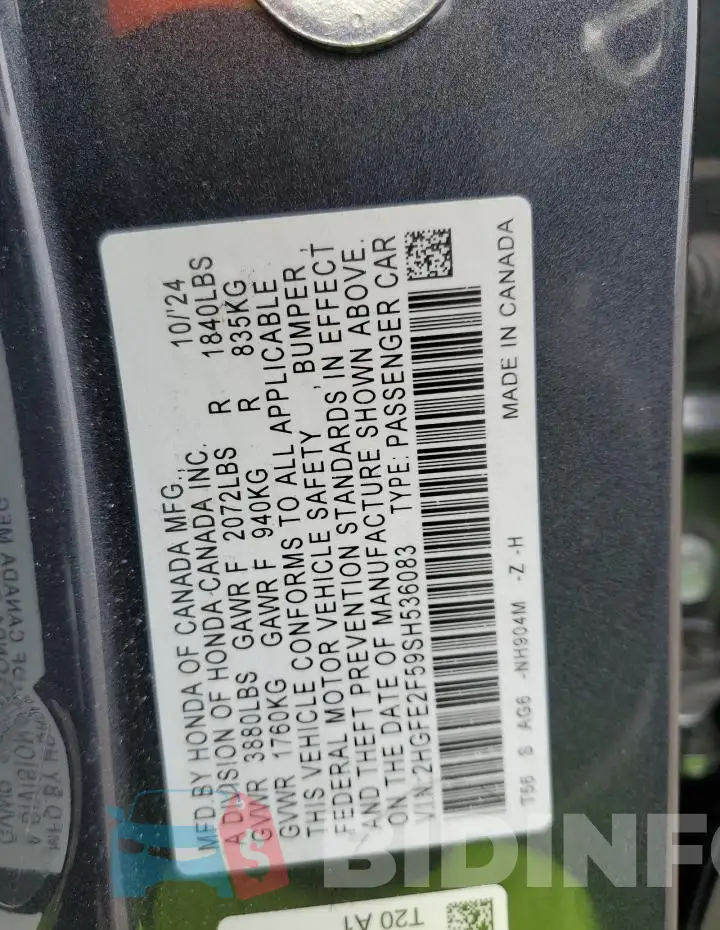 2HGFE2F59SH536083 Photo# 12