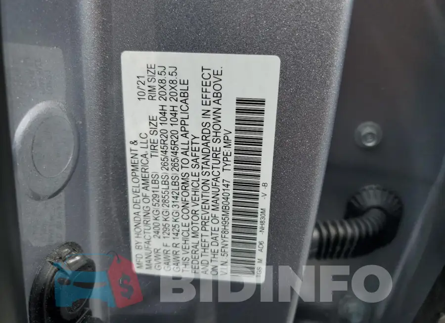 5FNYF8H95MB040147 Photo# 14