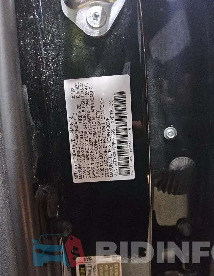 5FPYK3F79PB038896 Photo# 12