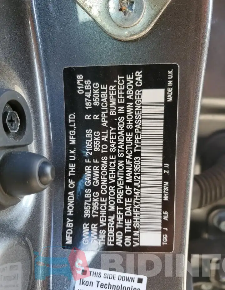 SHHFK7H47JU213503 Photo# 12