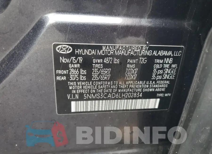 5NMS3CAD6LH202834 Photo# 13