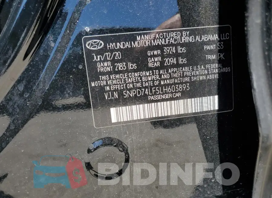 5NPD74LF5LH603893 Photo# 12
