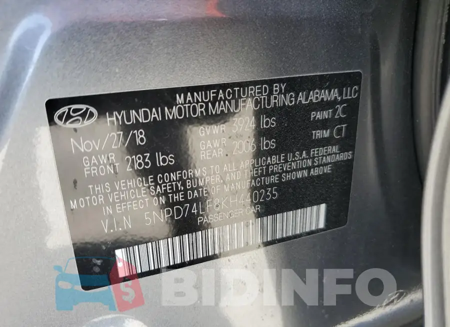 5NPD74LF8KH440235 Photo# 12