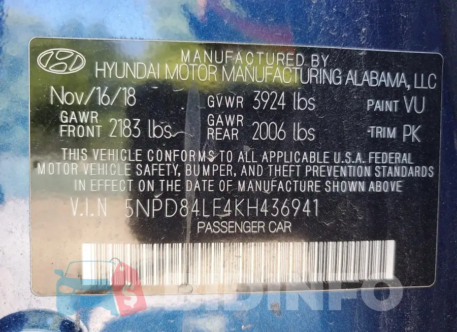 5NPD84LF4KH436941 Photo# 13