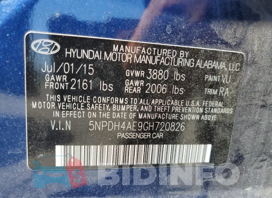5NPDH4AE9GH720826 Photo# 13